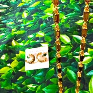 NWT Talbots Gold & Taupe Gem Necklace